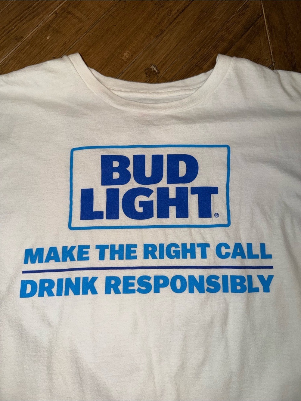 Bud Light "Make the Right Call" Graphic T-Shirt - White Hanes Nano-T - XL